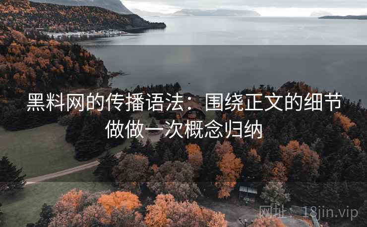 黑料网的传播语法：围绕正文的细节做做一次概念归纳